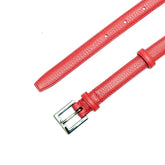 cintura da donna in pelle rossa,con fibbia colo argento lucido, altezza 25 mm, prodotta da Pianigiani